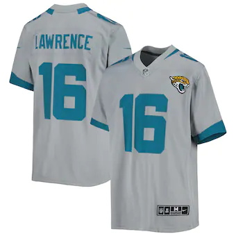 youth nike trevor lawrence silver jacksonville jaguars inve